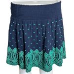 J. Crew Skirt Womens XS Mini Blue Green‎ Embroidered Gauze Eyelet Beach Preppy Photo 2