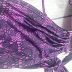 Attention NWT Purple & Black Floral Lace Print Chain Halter Bikini Top Size XL Photo 1