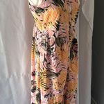 Floral Print Midi Dress with Spaghetti Straps Orange Size 8 Photo 2