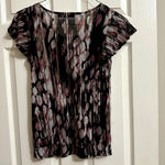 The Limited Y2K  Women's Patterned Nylon Mesh T Shirt Top sz S Small Ruffled Neck Photo 4