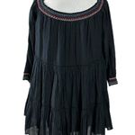 Free People Sunbeams Embroidered Dress in Black Small Off Shoulders Bohemian Photo 7