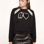 Maje  Black Hashtag Heart Embroidered Pullover Sweater Size S Photo 0