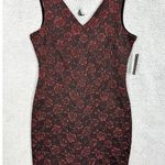 Donna Ricco  Sheath Dress Black Red Floral 3D Rose Dark Feminine Romantic Size 14 Photo 0