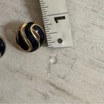 Navy and gold tone swirl post earrings Photo 2