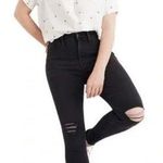 Madewell 9" High Riser Skinny Skinny Black Denim Ripped Knee Jeans Size 26 Photo 0