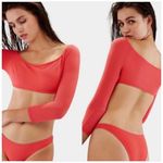 Solid & Striped  Elise Coral Long Sleeve Crop Swim Top Sz L Photo 1