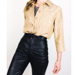 Vintage Textured Satin Shirt Jacket | Size M Tan Size M Photo 4