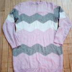 Pastel Purple, White, and Gray Zigzag Sweater Dress Purple Size L Photo 0