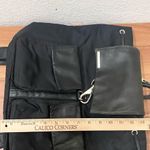 Perlina Vintage  Black Nylon & Leather Buckle Accent Drawstring Backpack Photo 5