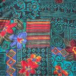 Women’s Vintage Hawaiian Maxi Dress size Medium Teal Floral Tribal Kaftan Casual Multiple Photo 6