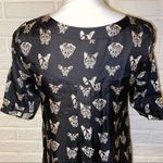 Maeve Anthropologie  Dog Print Button Front Silk Mini Dress, Black, Size XS Photo 4