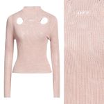 Off-White Holy Cutout Ribbed Long Sleeve Mock Neck Sweater In Nude Photo 0