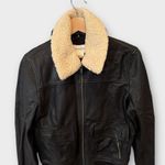 Treasure & Bond Leather Bomber Jacket with Removable Faux Shearling Trim Small Photo 8
