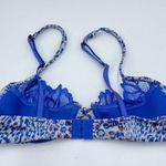 Savagexfenty Fenty X Savage Blue Graphics Satin Not Sorry Half Cup Bra Size 32A Photo 4