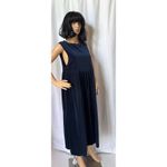 Laura Ashley Vintage Y2k navy pinafore overall jumper velvet midi dress 10 Photo 6