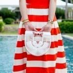 Anthropologie Paper Crown Orange And Cream Striped Gobi Midi Dress Photo 1