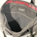 Karl Lagerfeld Karl Lagerfield Paris Sunglasses Large Black Tote Love Canvas Zip Top Bag Photo 3
