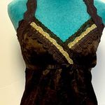 Charlotte Russe Vintage Brown Lace-Trim Babydoll Cami Halter crushed satin bow Photo 0