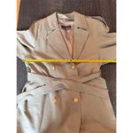 Women's Vintage Green Trench Coat M Long Belted Formal Size 10 Photo 6
