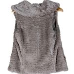 Me Jane Faux Fur Vest Womens M Taupe Hooded Plush Lined Cozy Boho Indie Neutral Photo 2