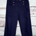 Modcloth  NWT Size 20 Navy Blue Linen Blend Gone Sailing Wide Leg Crop Pants Photo 0