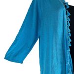 Chico's Linen Blend Tassel Trim Open Front Cardigan Lace Hem Size XLP Photo 6
