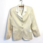 Vintage Wool & Silk Textured Ivory Blazer Suit Jacket Winter Wedding Size 4 Photo 0