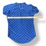 Joe Fresh  Blue‎ Polka Dot Silk Blouse Top Size M Business Casual Preppy Photo 2