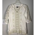 Women's BLUE Saks Fifth Avenue Top Size M White Gold Embroidered Size M Photo 0