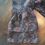 Blair Vintage Paisley Floral Blouse Black Top Casual Lightweight Women's Large Photo 2