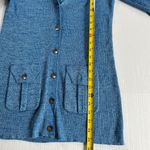 Diane Von Furstenberg  Sz L Belted Blue Stretch Cardigan Pockets Long Sleeve Photo 7