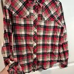 Finley Red Black Plaid Buttoned Flannel Long Sleeve Collared Shirt Size Medium Photo 4