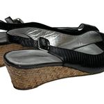 Banana Republic š¤ Leather Peep Toe Slingback Sandals Straw Espadrilles š¤ Black Photo 3