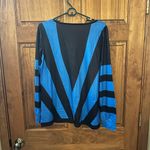 Nordstrom Blue and Black Zipper zip upV-Neck Women's sweater top! Size large! Photo 5