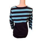 Karen Scott  Long Sleeve Top with Blue Stripes‎ size medium cotton blend Photo 1