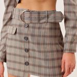 For Love & Lemons Gray Plaid Mini Skirt Photo 0