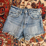 Moussy Vintage Denim Cutoff Shorts Frayed Hem High Rise Light Wash Size 0 Blue Photo 0