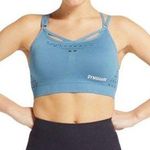 Gymshark Bra Top Womens XS Energy Seamless Strappy Laser Cut Workout Stone Blue Photo 0