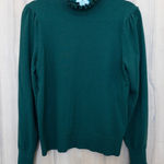 CeCe  Womens Sweater Size L Green Ruffle Mock Neck Feminine Chic Preppy Romantic Photo 0