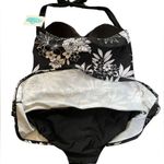 NEW Beach Belle Plus Size Black White Midnight Bouquet Twist Halter Swim Dress Photo 3