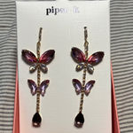 Piper  Purple and Gold Butterfly Earrings Photo 0