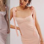 Free People NEW  Got Glam Mesh Slip Dress Pink Adjustable Satin Strap SM Romantic Photo 8