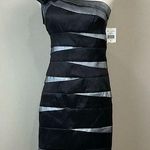 Scarlett One Shoulder Cocktail Dress Black And Silver Sleeveless Sz 8 NWT Social Photo 0