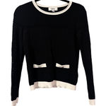 Jason Wu Black Knit Sweater with White Trim and Bow Detail Size S P Photo 0