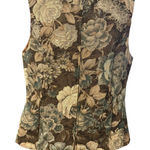 Drapers & Damons Floral Tapestry Vest Women's Medium‎ Sleeveless Zip Up Brown Photo 0