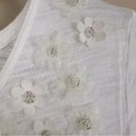 Aerie Pretty Luxuries Ivory Beaded Flowers Babydoll Sleep Shirt Top Small Photo 4