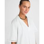 Madewell  Poplin Splitneck Midi Shirtdress White Size Large NWT Minimalist Luxe Photo 3