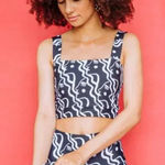 Dazey LA  Waterfall Woman Active Square Neck Swim Stretch Active Tank Top S Photo 0