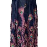Shoreline Vintage  Sequined Peacock Feather Boho Maxi Skirt Photo 0