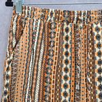 Orange Boho Floral Pullon Wide Straight Hippy Bottoms Pants S/M Small Medium Photo 3
